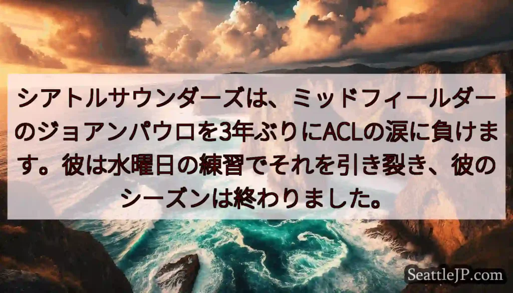 シアトルサウンダーズは、ミッドフィールダーのジョアンパウロを3年ぶりにACLの涙に負けます。彼は水曜