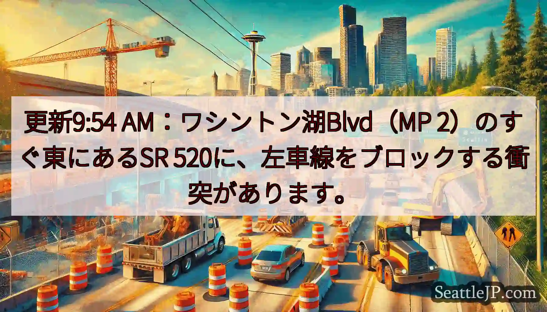 更新9:54 AM：ワシントン湖Blvd（MP 2）のすぐ東にあるSR