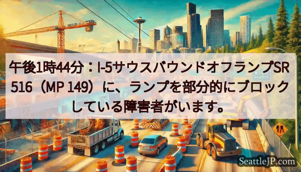 午後1時44分：I-5サウスバウンドオフランプSR 516（MP