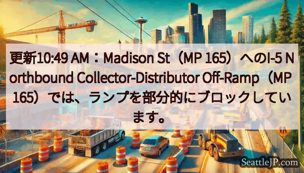 更新10:49 AM：Madison St（MP 165）へのI-5 Northbound