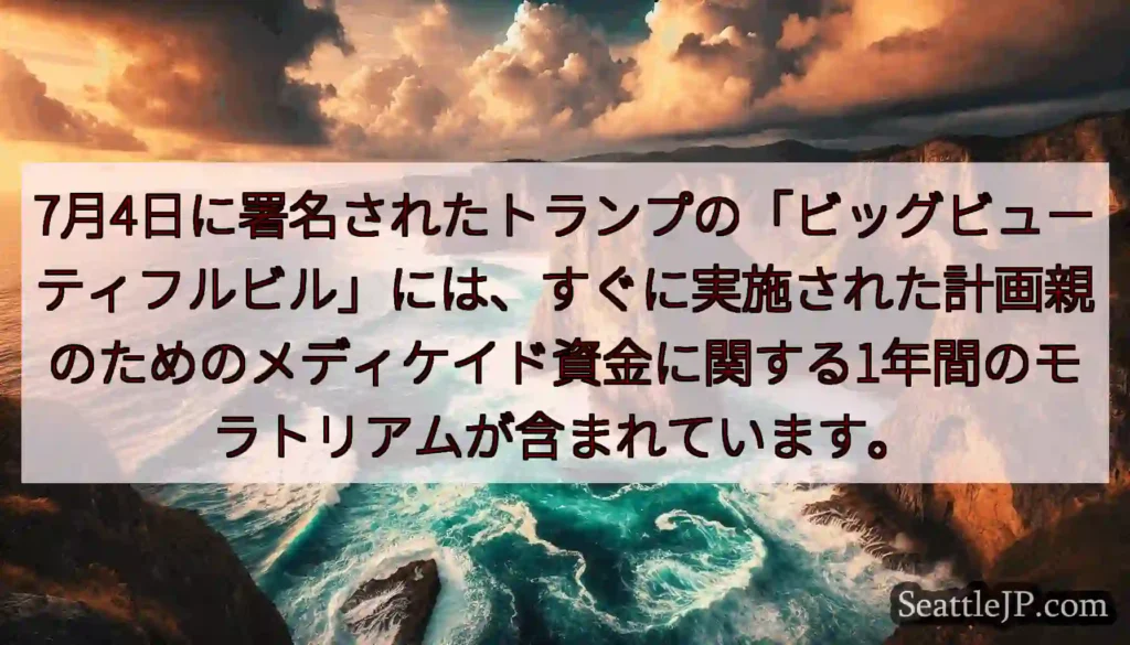 7月4日に署名されたトランプの「ビッグビューティフルビル」には、すぐに実施された計画親のためのメディ