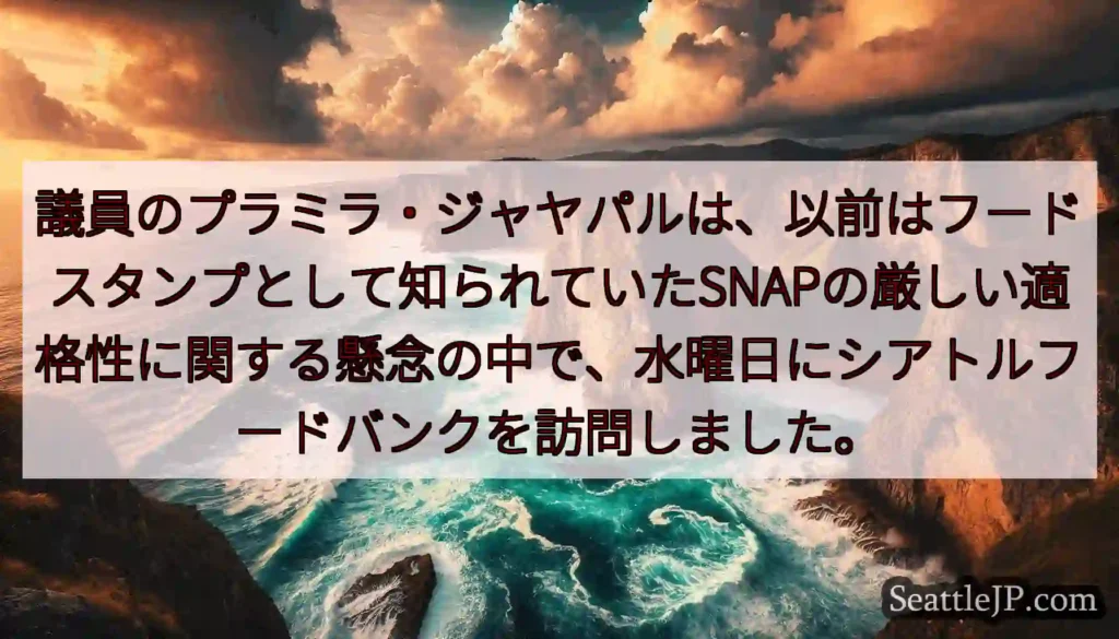 議員のプラミラ・ジャヤパルは、以前はフードスタンプとして知られていたSNAPの厳しい適格性に関する懸