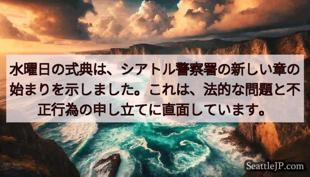 水曜日の式典は、シアトル警察署の新しい章の始まりを示しました。これは、法的な問題と不正行為の申し立て