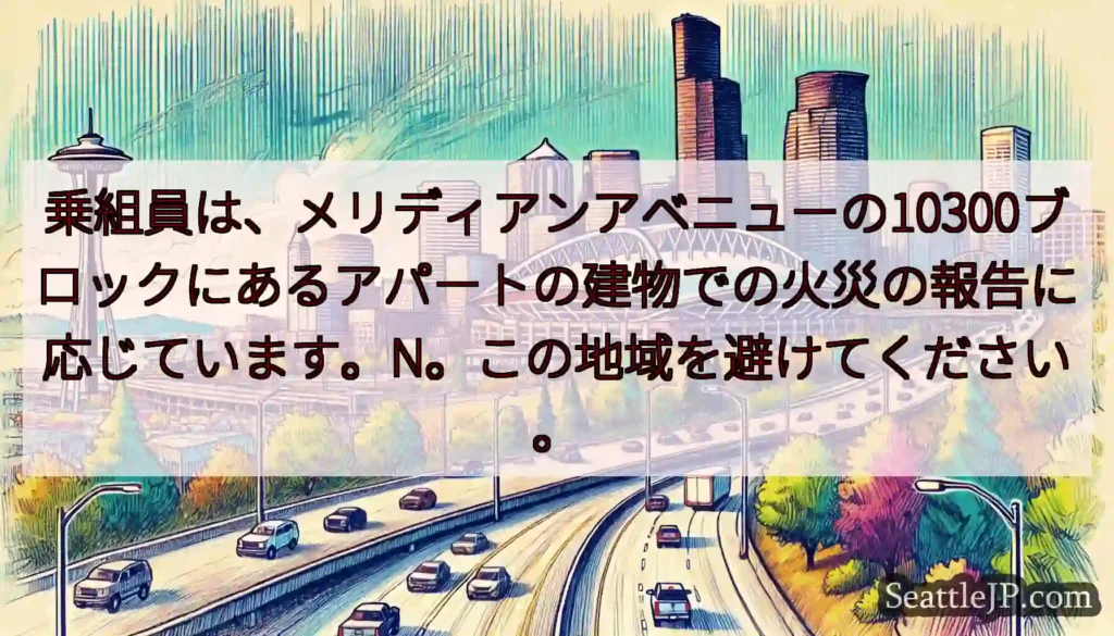 乗組員は、メリディアンアベニューの10300ブロックにあるアパートの建物での火災の報告に応じています