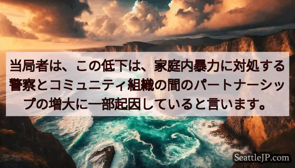当局者は、この低下は、家庭内暴力に対処する警察とコミュニティ組織の間のパートナーシップの増大に一部起