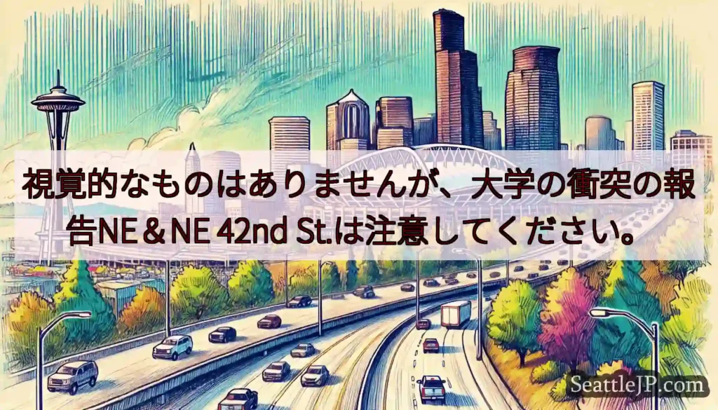 視覚的なものはありませんが、大学の衝突の報告NE＆NE 42nd St.は注意してください。
