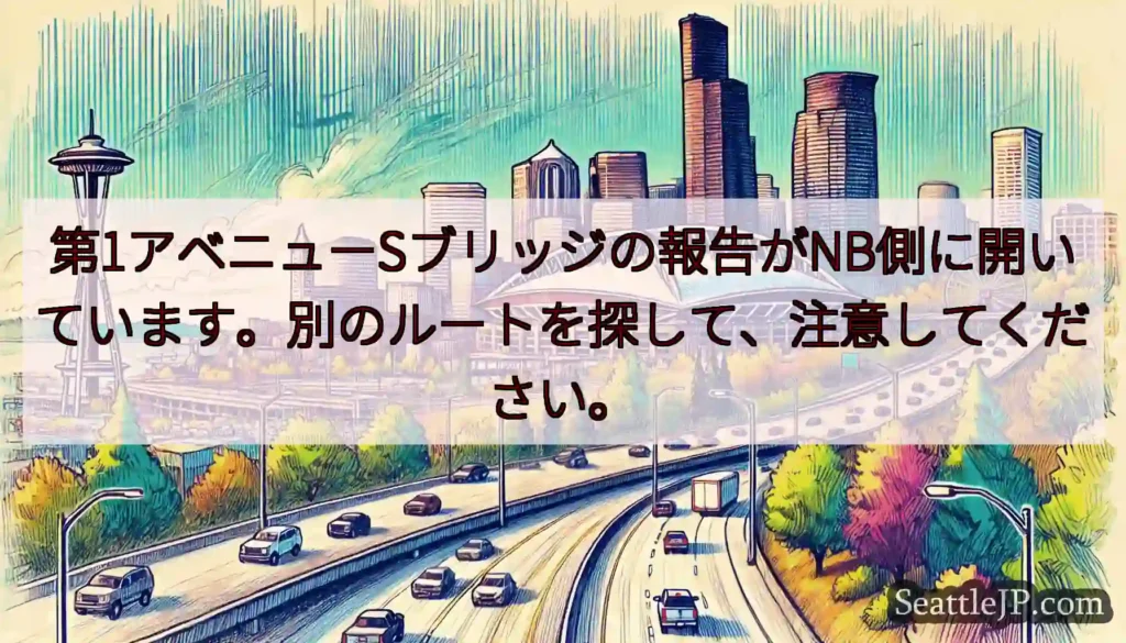 第1アベニューSブリッジの報告がNB側に開いています。別のルートを探して、注意してください。