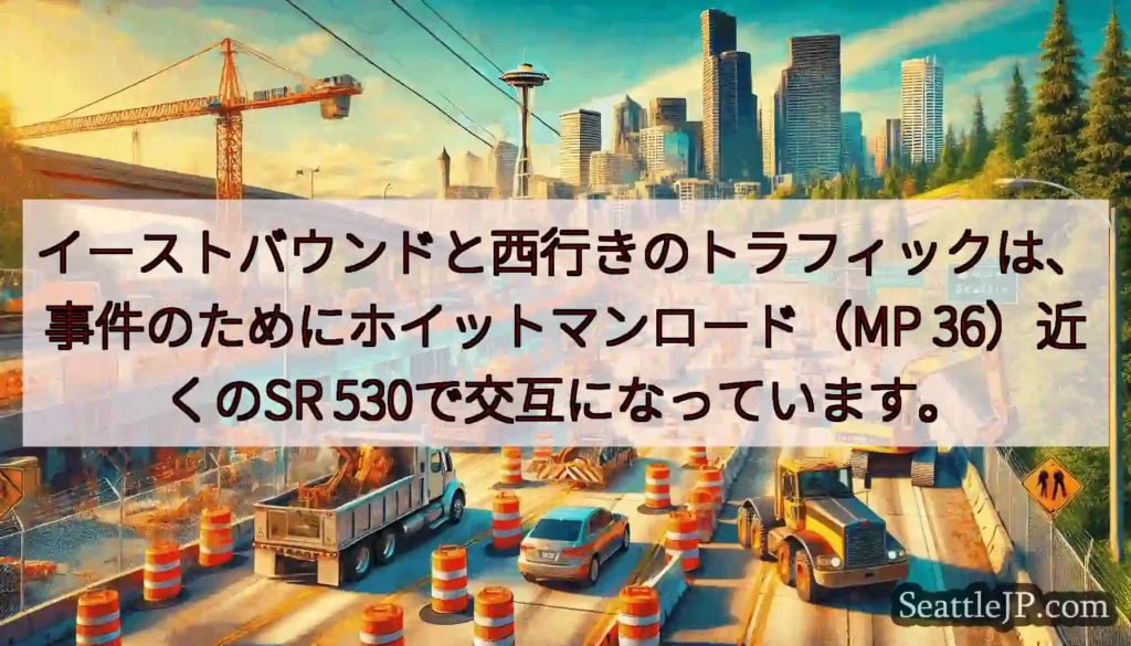 イーストバウンドと西行きのトラフィックは、事件のためにホイットマンロード（MP 36）近くのSR