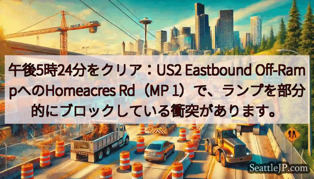 午後5時24分をクリア：US2 Eastbound Off-RampへのHomeacres