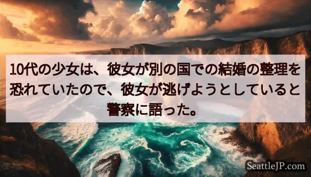 10代の少女は、彼女が別の国での結婚の整理を恐れていたので、彼女が逃げようとしていると警察に語った。