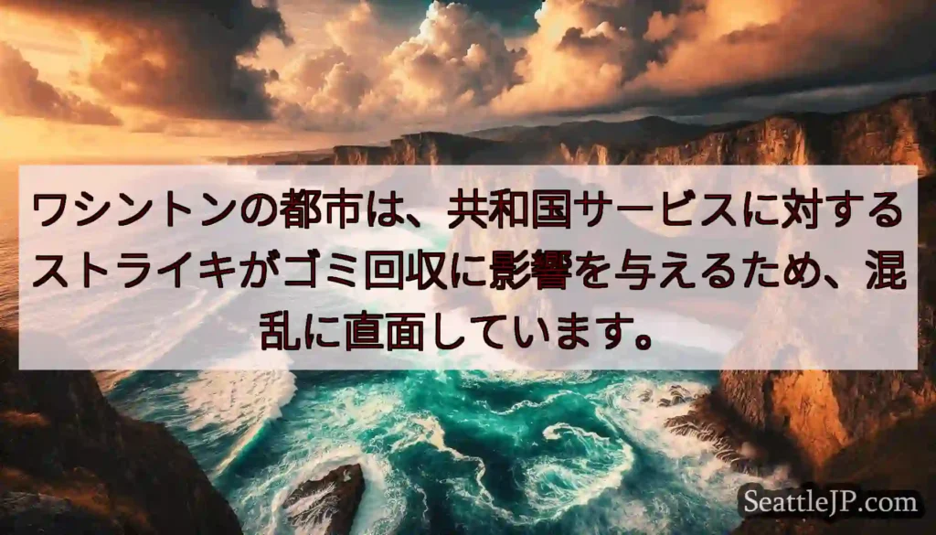 ワシントンの都市は、共和国サービスに対するストライキがゴミ回収に影響を与えるため、混乱に直面していま