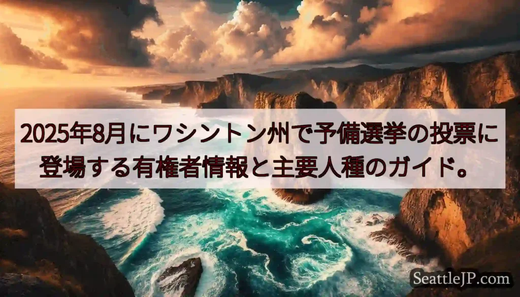 2025年8月にワシントン州で予備選挙の投票に登場する有権者情報と主要人種のガイド。