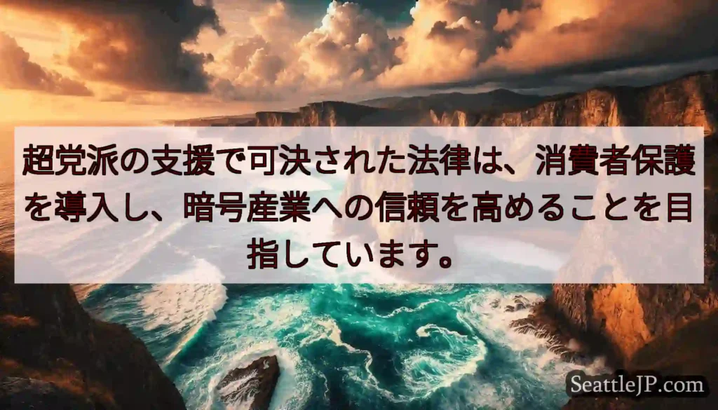 超党派の支援で可決された法律は、消費者保護を導入し、暗号産業への信頼を高めることを目指しています。
