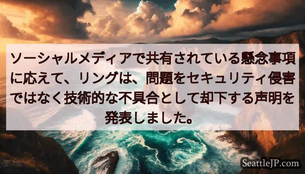 ソーシャルメディアで共有されている懸念事項に応えて、リングは、問題をセキュリティ侵害ではなく技術的な