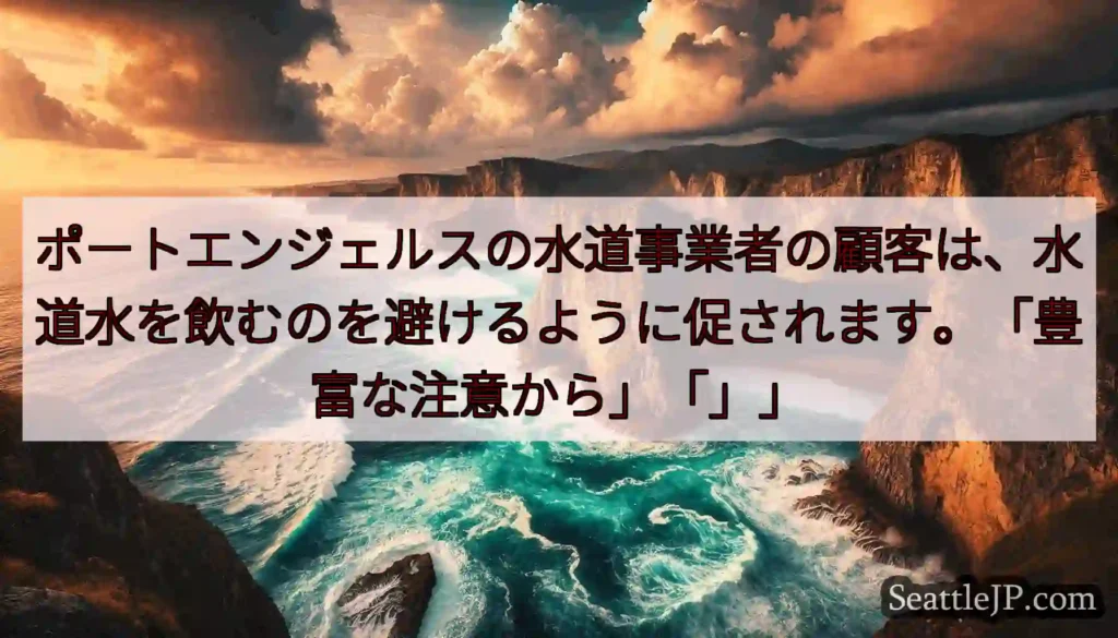 ポートエンジェルスの水道事業者の顧客は、水道水を飲むのを避けるように促されます。「豊富な注意から」「