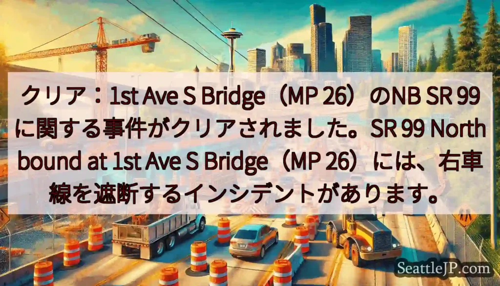 クリア：1st Ave S Bridge（MP 26）のNB SR