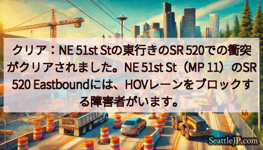 クリア：NE 51st Stの東行きのSR 520での衝突がクリアされました。NE 51st