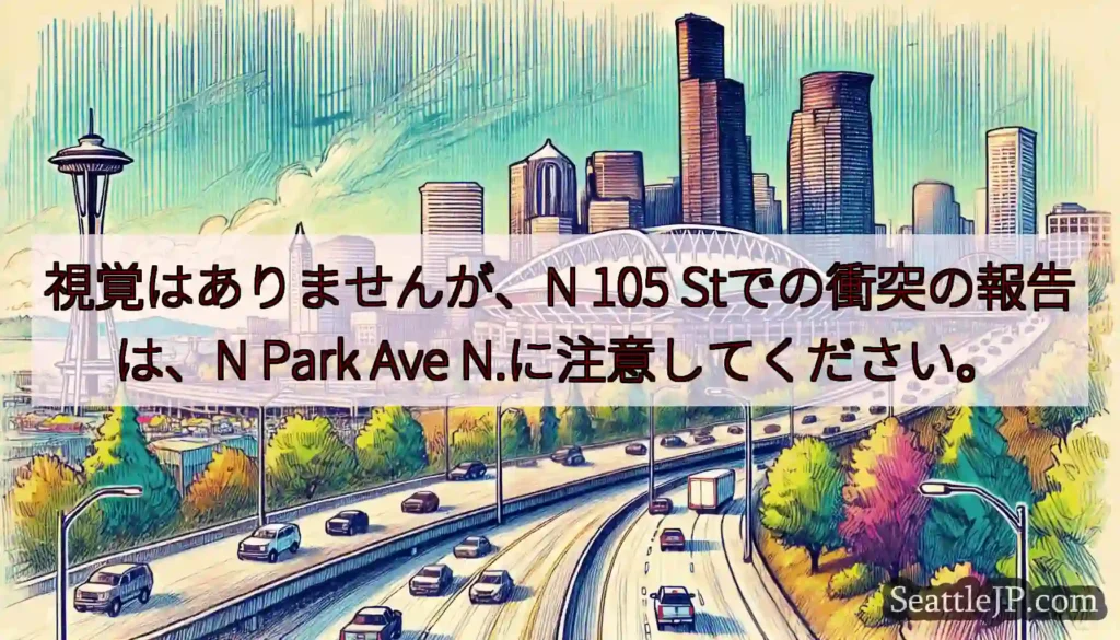 視覚はありませんが、N 105 Stでの衝突の報告は、N Park Ave N.に注意してください。