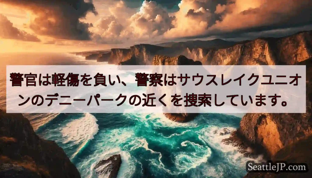 警官は軽傷を負い、警察はサウスレイクユニオンのデニーパークの近くを捜索しています。