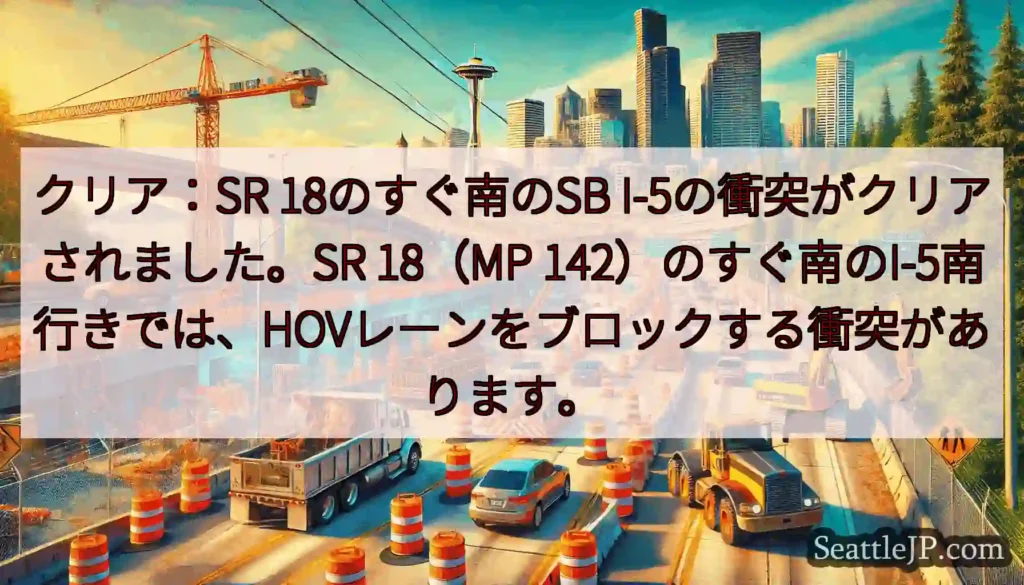 クリア：SR 18のすぐ南のSB I-5の衝突がクリアされました。SR 18（MP