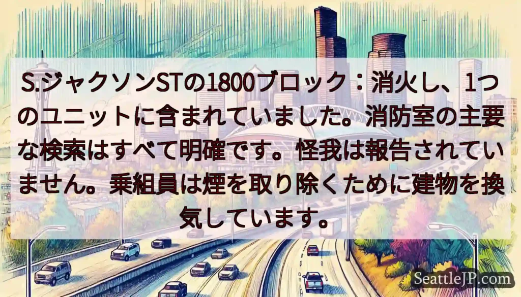 S.ジャクソンSTの1800ブロック：消火し、1つのユニットに含まれていました。消防室の主要な検索は