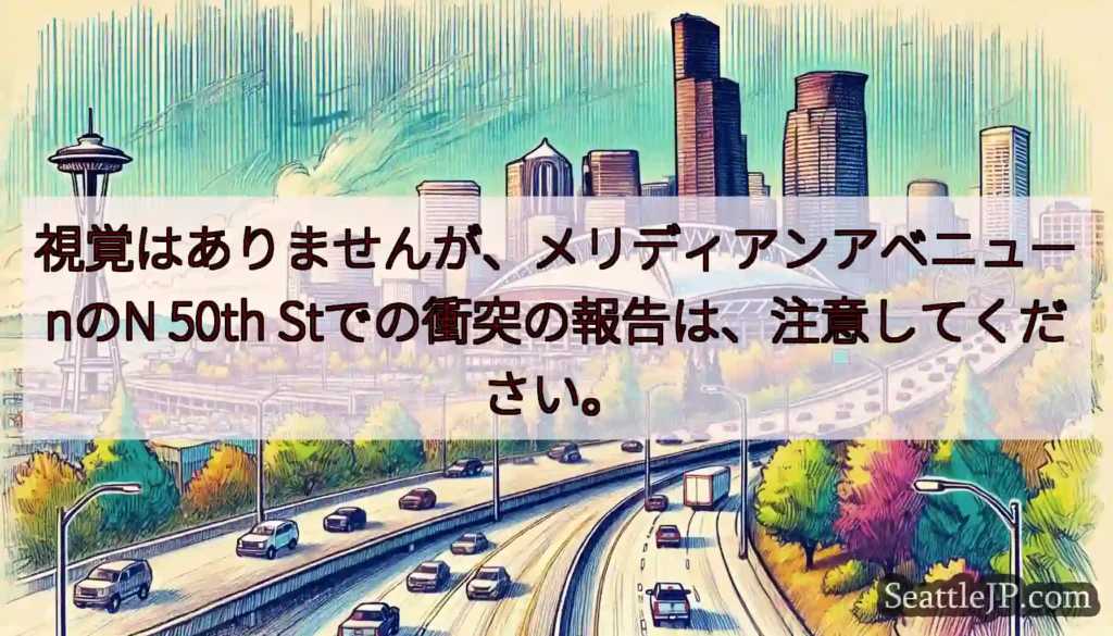 視覚はありませんが、メリディアンアベニューnのN 50th Stでの衝突の報告は、注意してください。