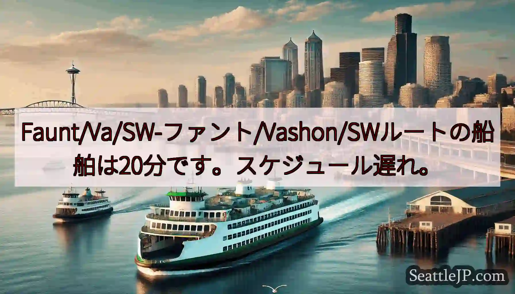 Faunt/Va/SW-ファント/Vashon/SWルートの船舶は20分です。スケジュール遅れ。ht