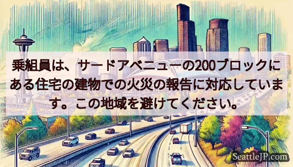 乗組員は、サードアベニューの200ブロックにある住宅の建物での火災の報告に対応しています。この地域を