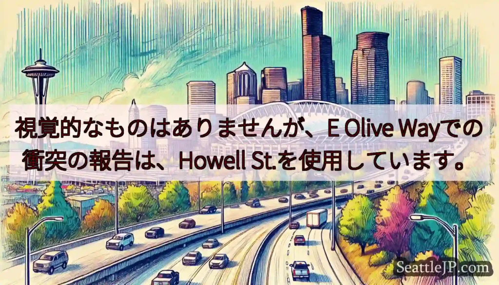 視覚的なものはありませんが、E Olive Wayでの衝突の報告は、Howell