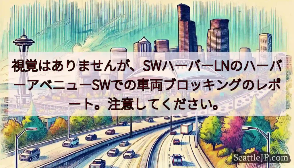 視覚はありませんが、SWハーバーLNのハーバーアベニューSWでの車両ブロッキングのレポート。注意して