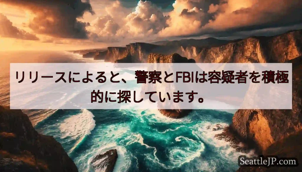 リリースによると、警察とFBIは容疑者を積極的に探しています。