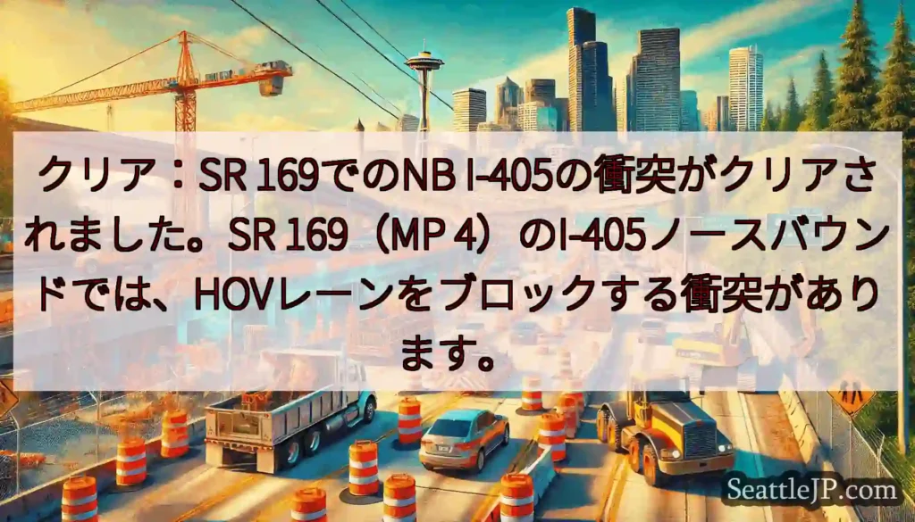 クリア：SR 169でのNB I-405の衝突がクリアされました。SR 169（MP