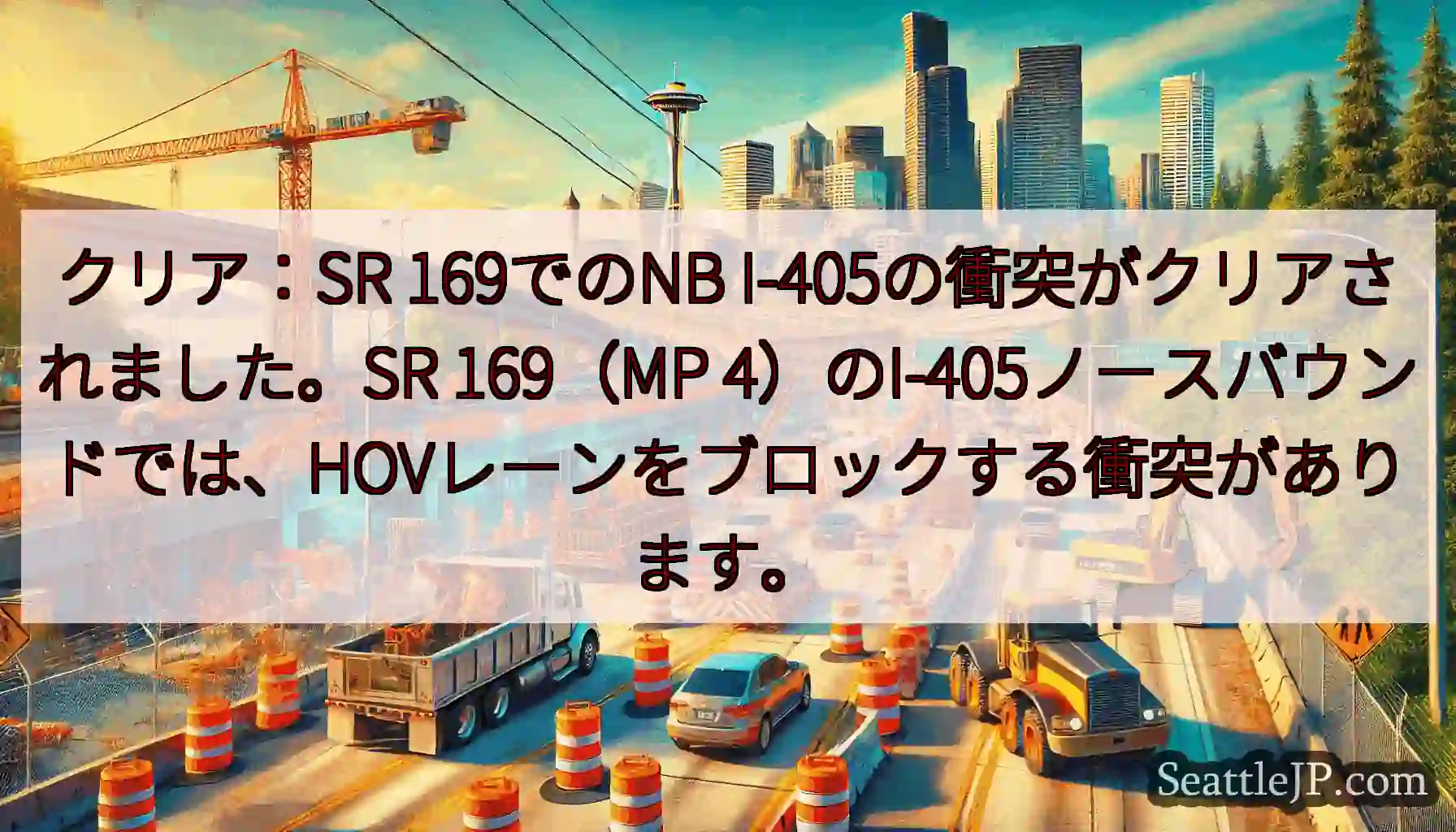 クリア：SR 169でのNB I-405の衝突がクリアされました。SR 169（MP