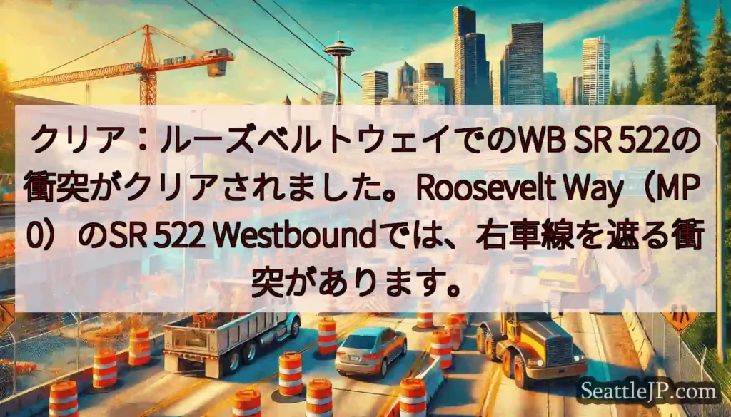 クリア：ルーズベルトウェイでのWB SR 522の衝突がクリアされました。Roosevelt