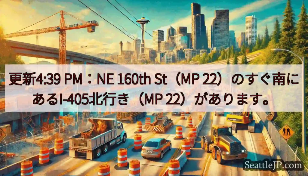更新4:39 PM：NE 160th St（MP 22）のすぐ南にあるI-405北行き（MP