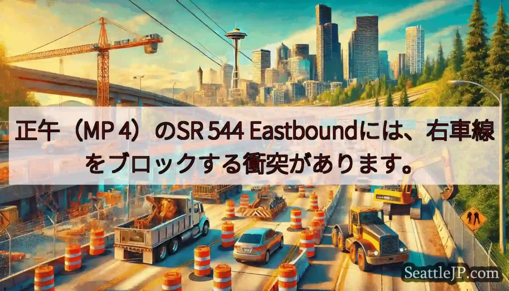 正午（MP 4）のSR 544 Eastboundには、右車線をブロックする衝突があります。