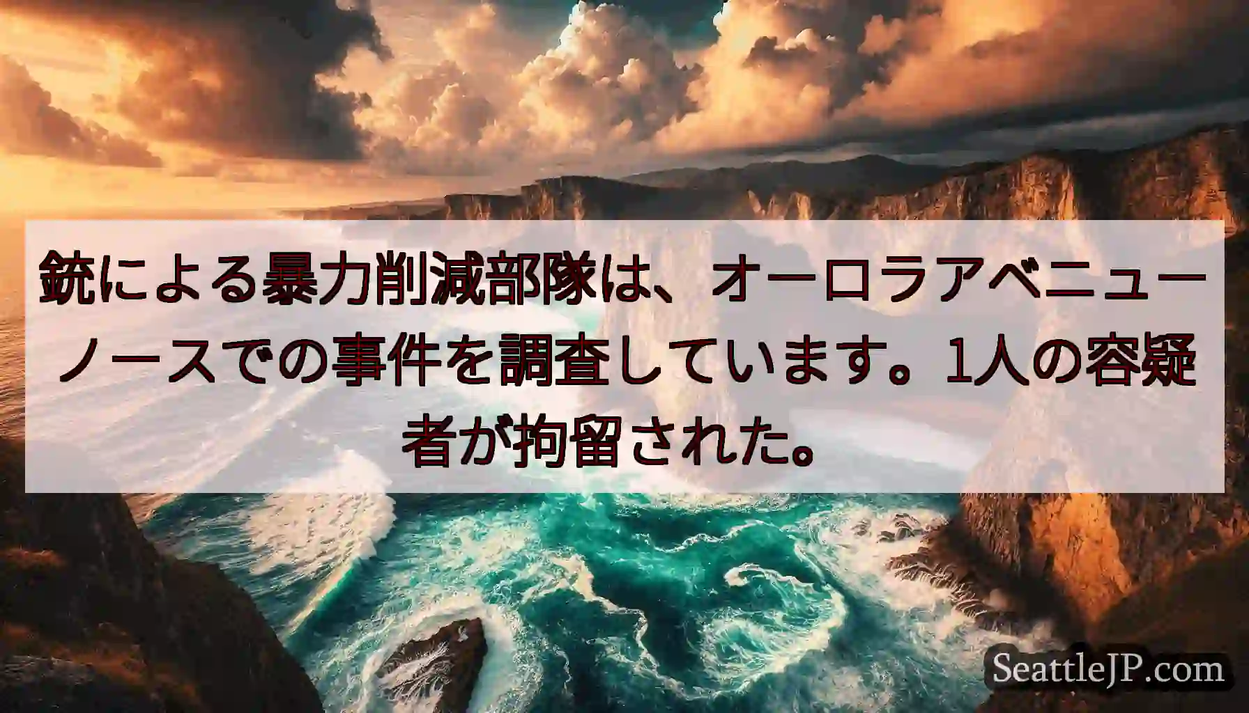 銃による暴力削減部隊は、オーロラアベニューノースでの事件を調査しています。1人の容疑者が拘留された。