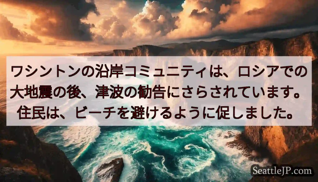 ワシントンの沿岸コミュニティは、ロシアでの大地震の後、津波の勧告にさらされています。住民は、ビーチを