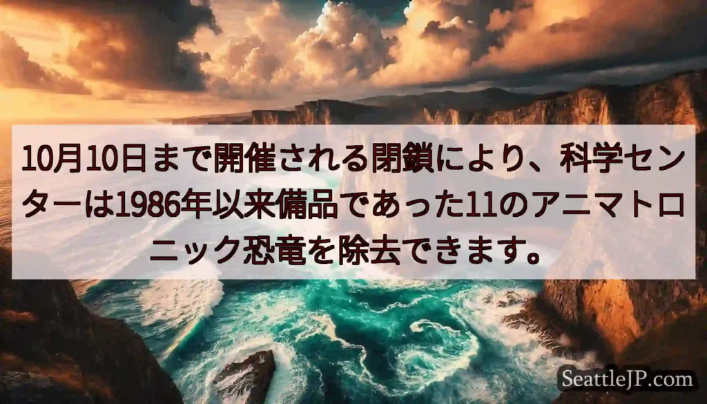 10月10日まで開催される閉鎖により、科学センターは1986年以来備品であった11のアニマトロニック