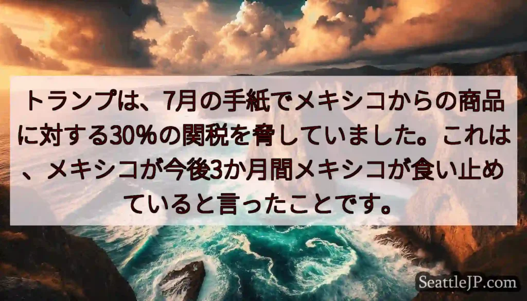 トランプは、7月の手紙でメキシコからの商品に対する30％の関税を脅していました。これは、メキシコが今