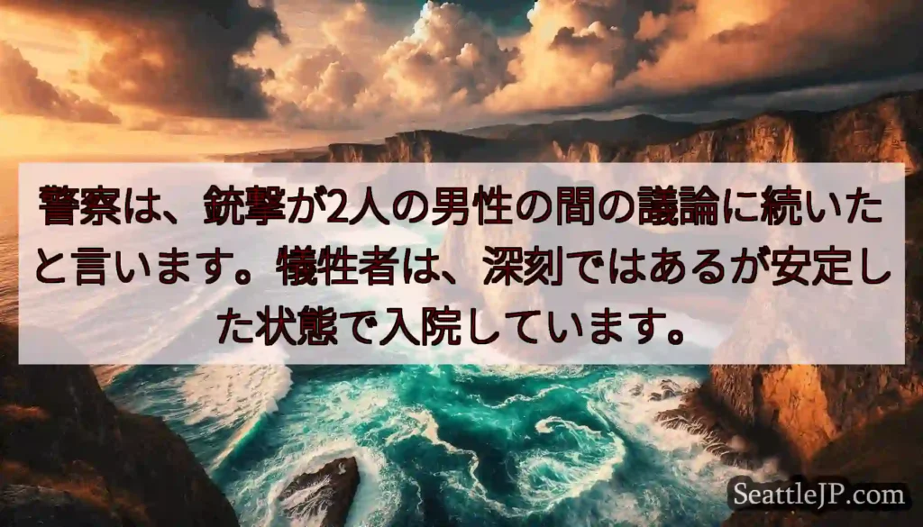 警察は、銃撃が2人の男性の間の議論に続いたと言います。犠牲者は、深刻ではあるが安定した状態で入院して