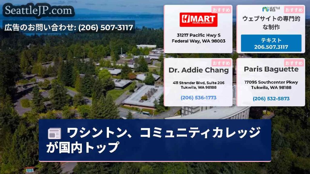 ワシントン、コミュニティカレッジが国内トップ