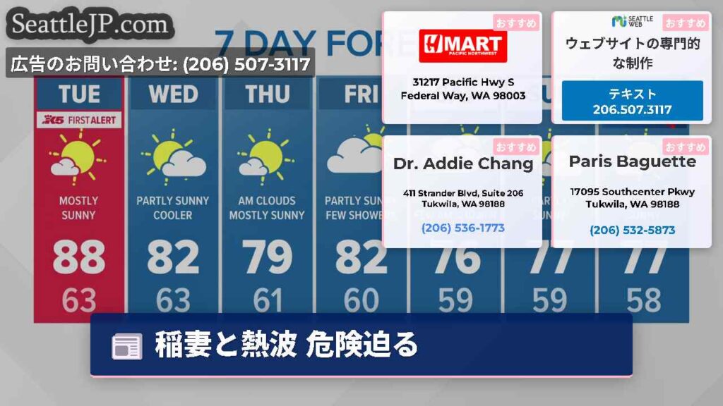 稲妻と熱波 危険迫る