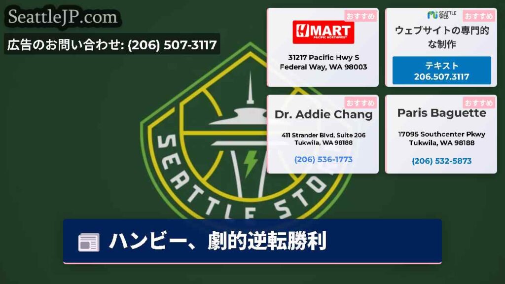 ハンビー、劇的逆転勝利