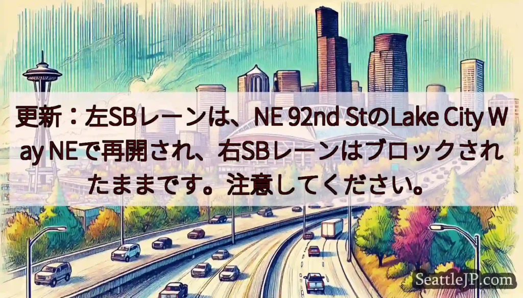 更新：左SBレーンは、NE 92nd StのLake City Way