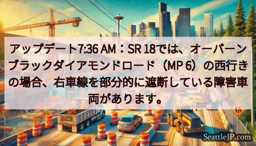 アップデート7:36 AM：SR 18では、オーバーンブラックダイアモンドロード（MP