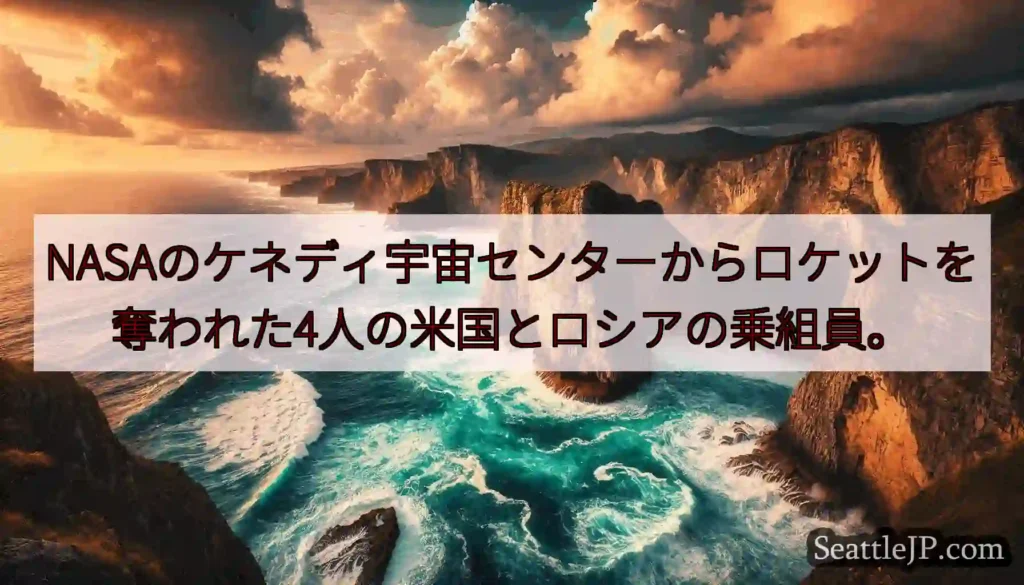 NASAのケネディ宇宙センターからロケットを奪われた4人の米国とロシアの乗組員。