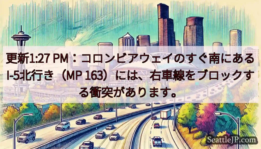 更新1:27 PM：コロンビアウェイのすぐ南にあるI-5北行き（MP