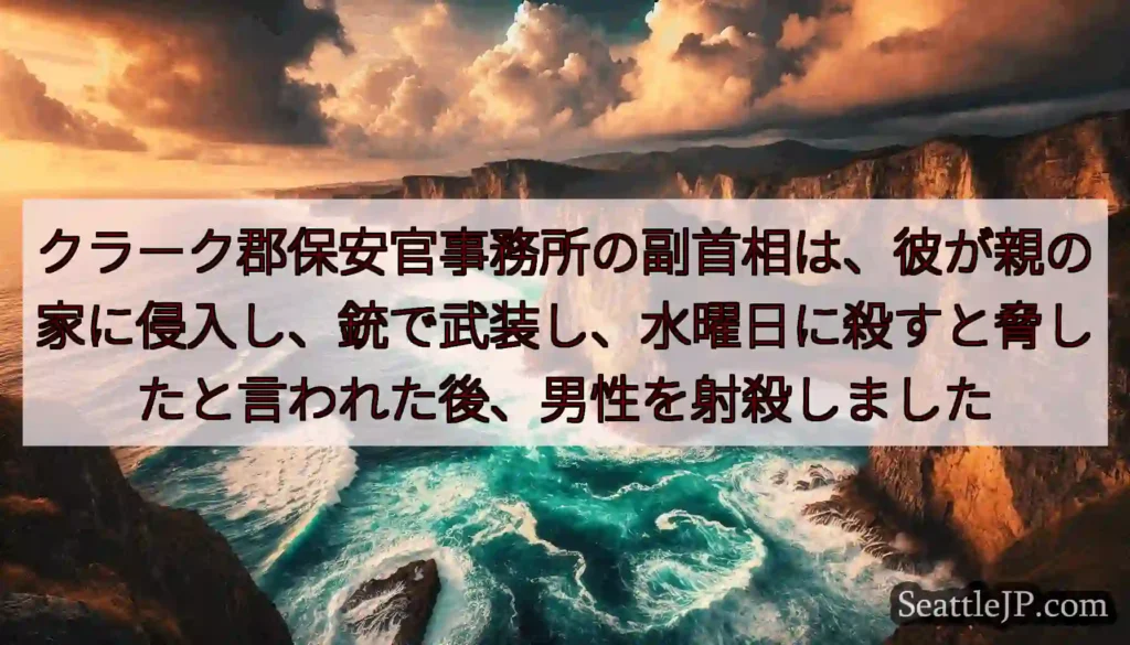 クラーク郡保安官事務所の副首相は、彼が親の家に侵入し、銃で武装し、水曜日に殺すと脅したと言われた後、