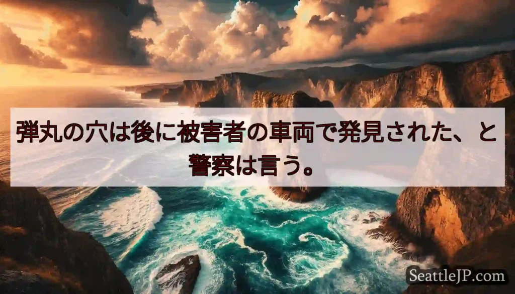 弾丸の穴は後に被害者の車両で発見された、と警察は言う。